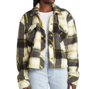 Thread & Supply Crop Fleece Plaid Jacket